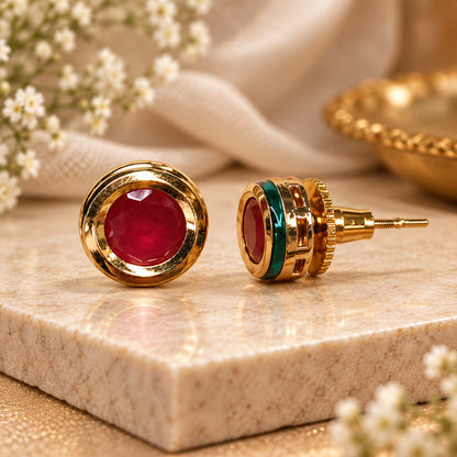Crimson Halo Stud Earrings