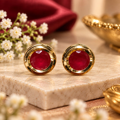 Crimson Halo Stud Earrings