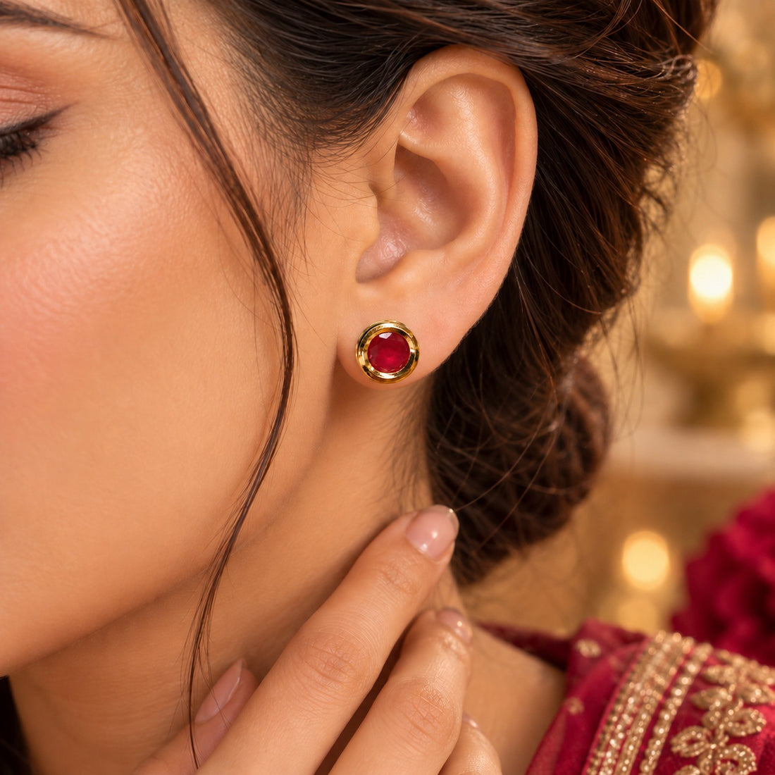 Crimson Halo Stud Earrings