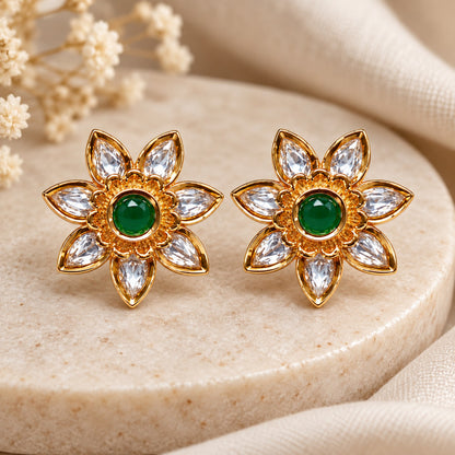 Emerald Petal Stud Earrings