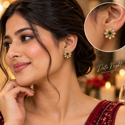 Emerald Petal Stud Earrings