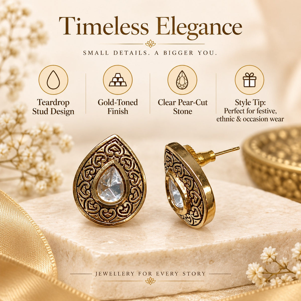 Noor Teardrop Stud Earrings