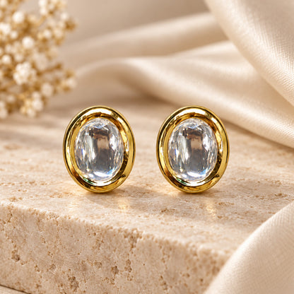 Ivory Glow Oval Studs