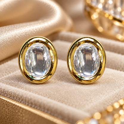 Ivory Glow Oval Studs