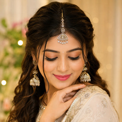 Crystal Floral Teardrop Gold-Tone Maang Tikka