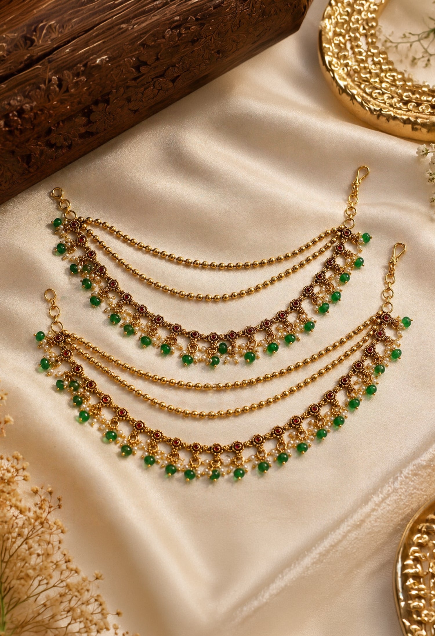 Emerald Veil Ear Chain