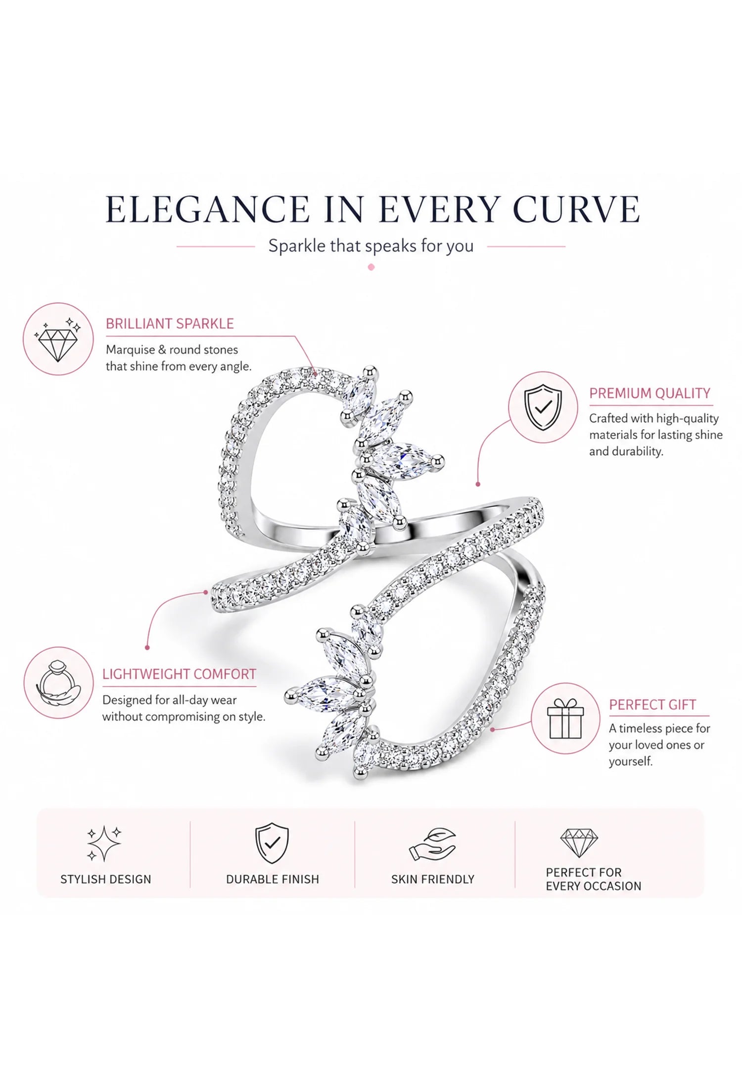 Crystal Vine Wrap Ring