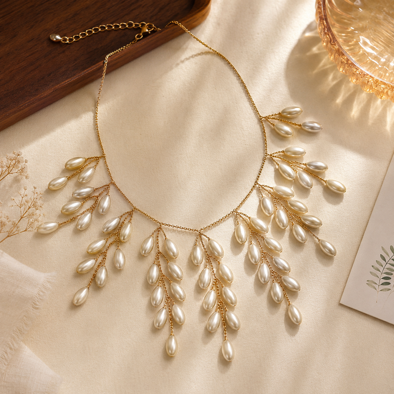 Pearl Vine Cascade Statement Necklace