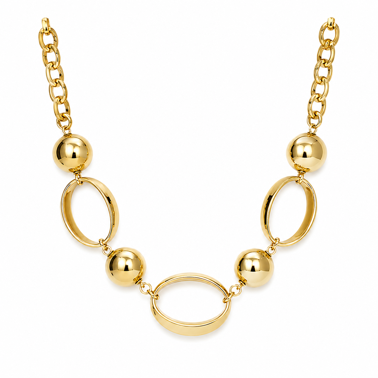 Golden Orbit Statement Chain Necklace