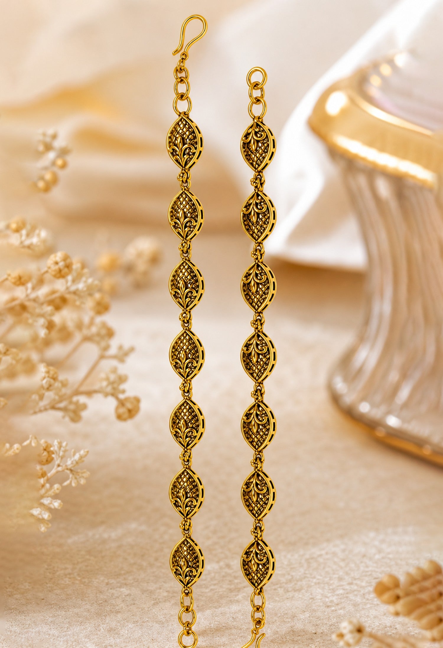 Vintage Leaf Elegance Ear Chain
