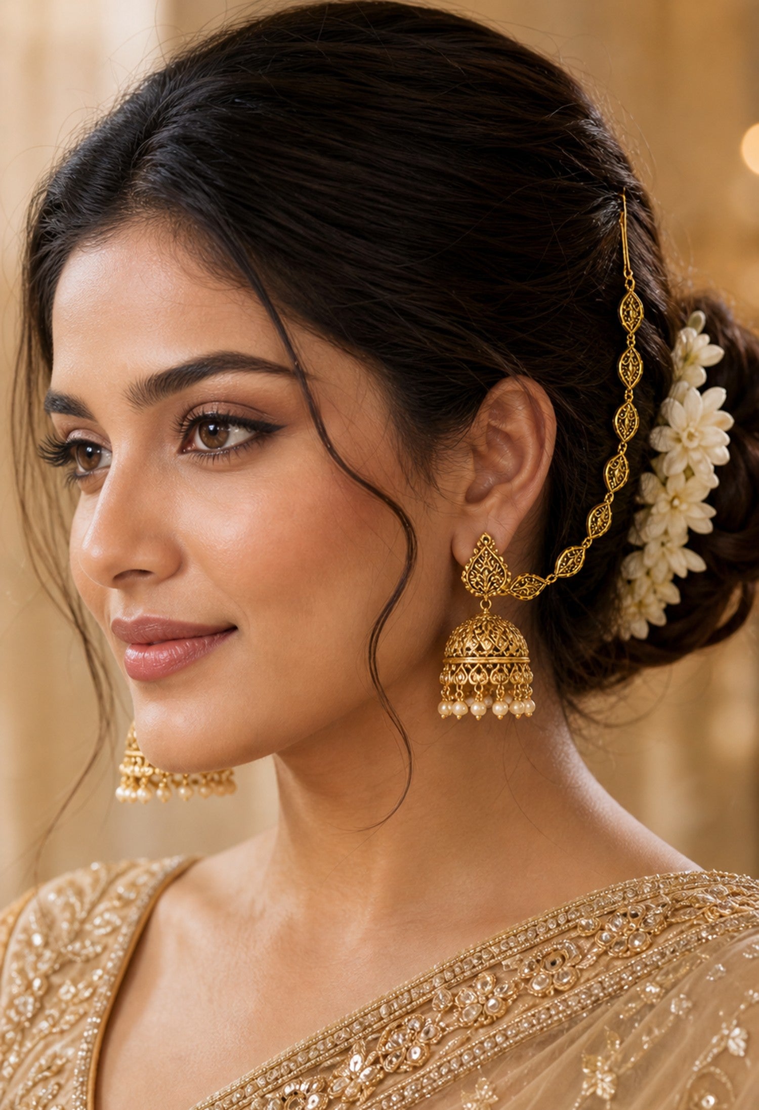 Vintage Leaf Elegance Ear Chain