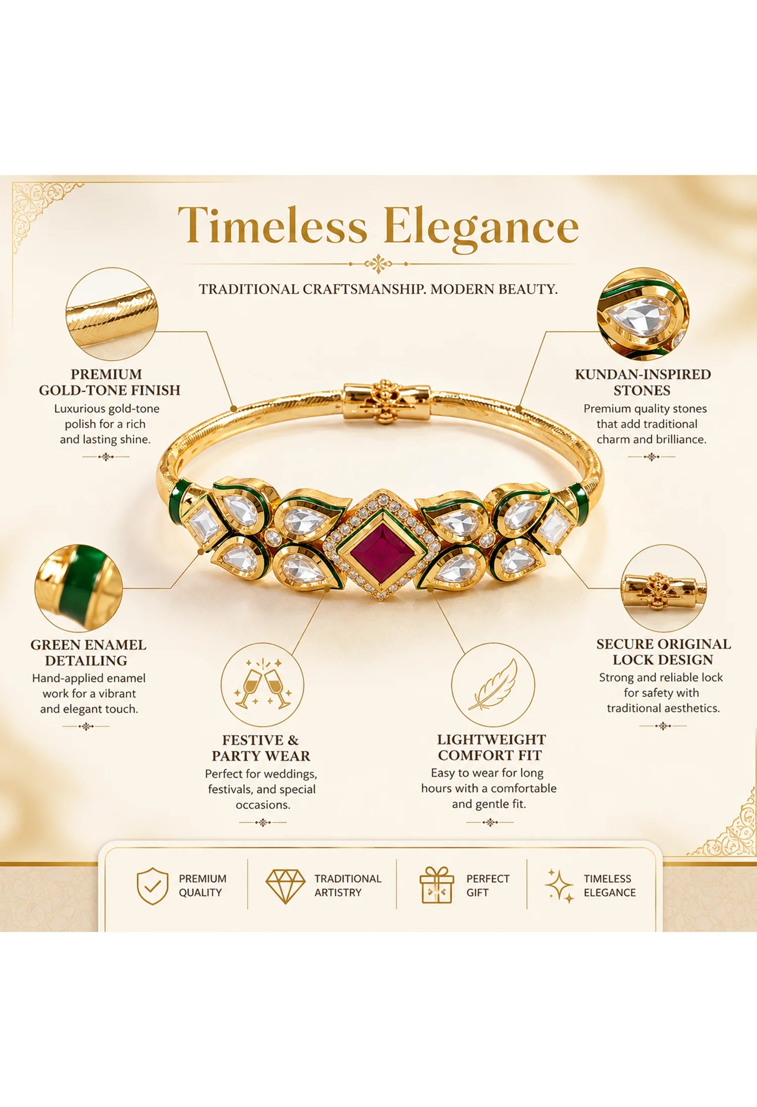 Emerald Royale Kada Bracelet