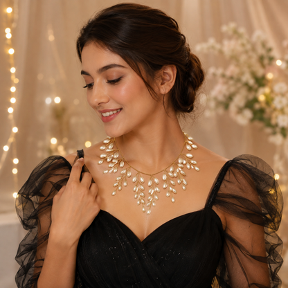 Pearl Vine Cascade Statement Necklace