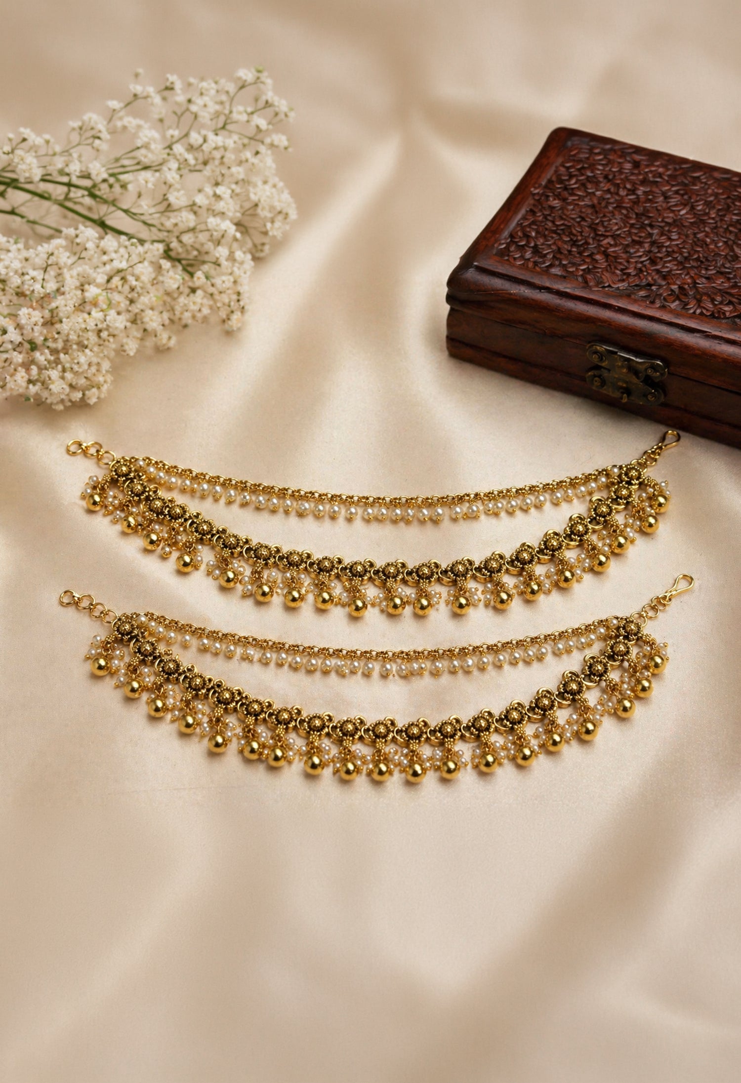 Royal Pearl Drape Ear Chain
