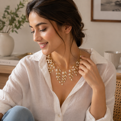 Pearl Vine Cascade Statement Necklace
