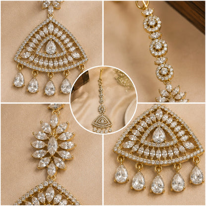 Crystal Floral Teardrop Gold-Tone Maang Tikka