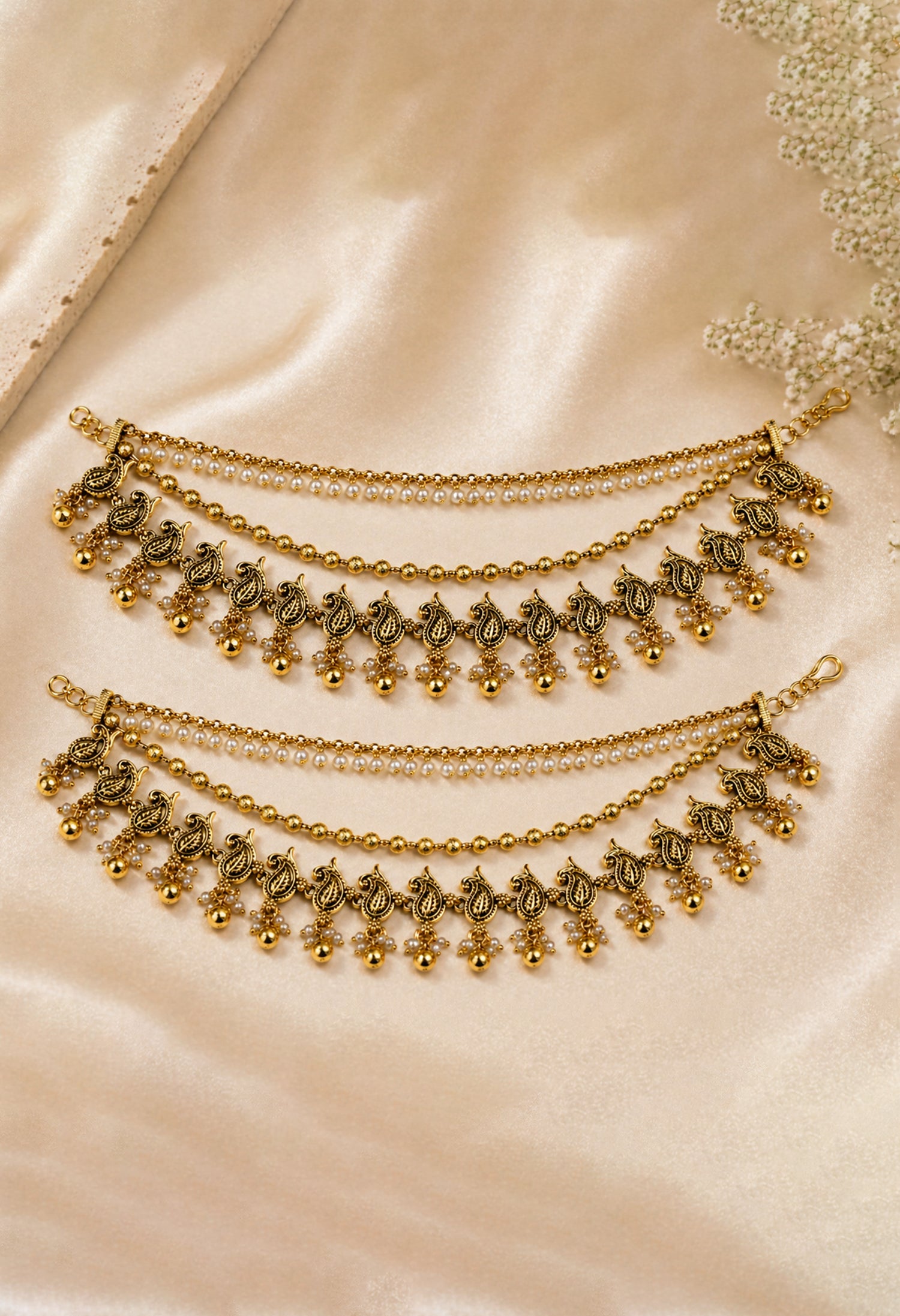 Antique Paisley Pearl Ear Chain