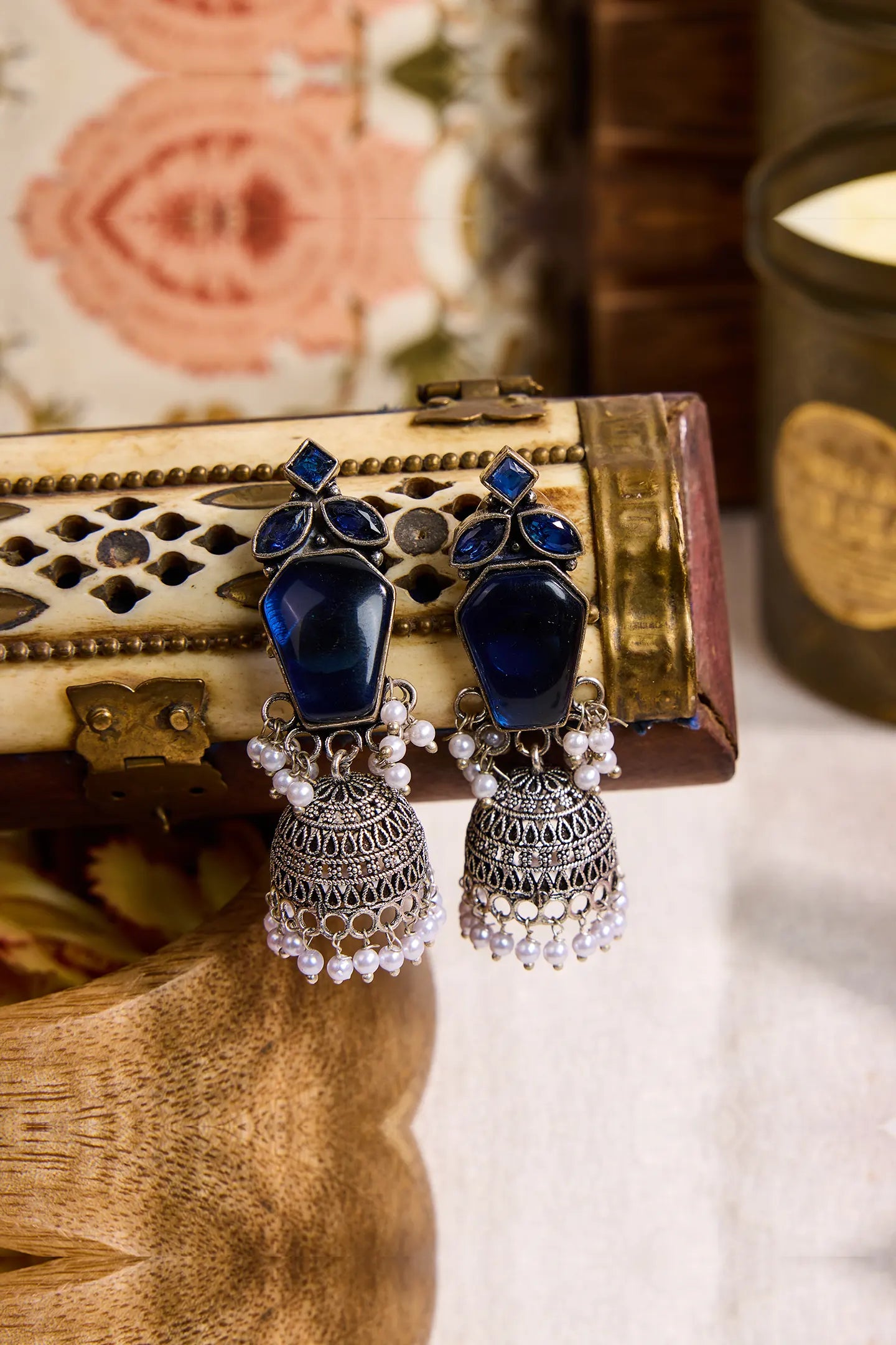 Sapphire Stardust Jhumkas