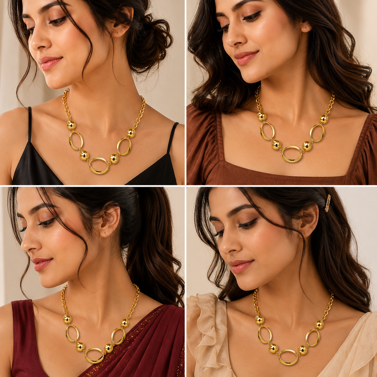Golden Orbit Statement Chain Necklace