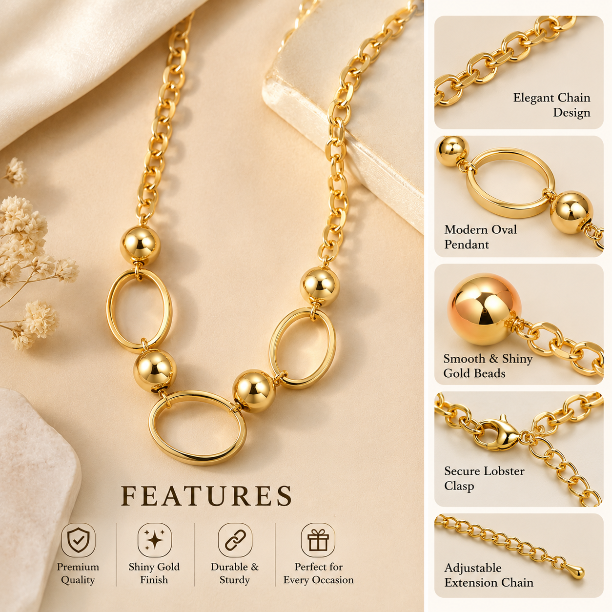Golden Orbit Statement Chain Necklace