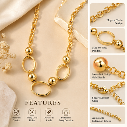 Golden Orbit Statement Chain Necklace
