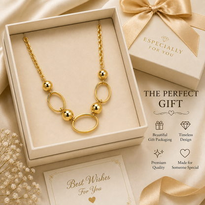 Golden Orbit Statement Chain Necklace