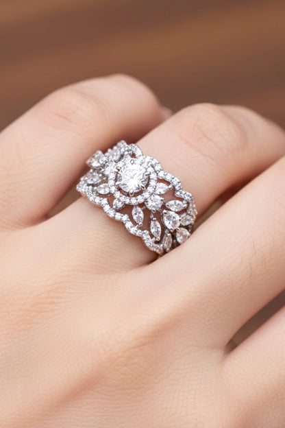 Ayesha Silver-plated American Diamond Ring