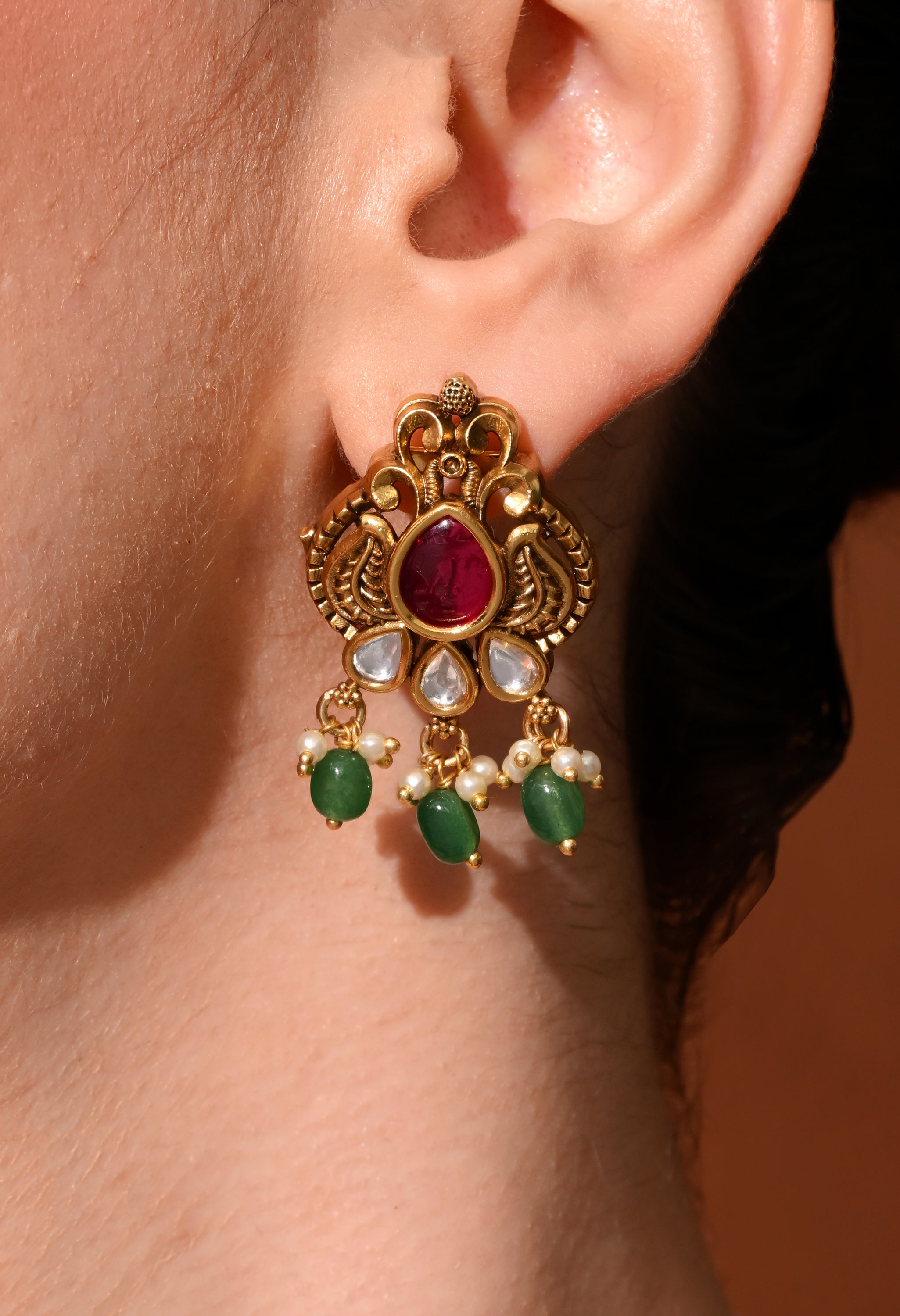 Ruby Vine Drop Earrings