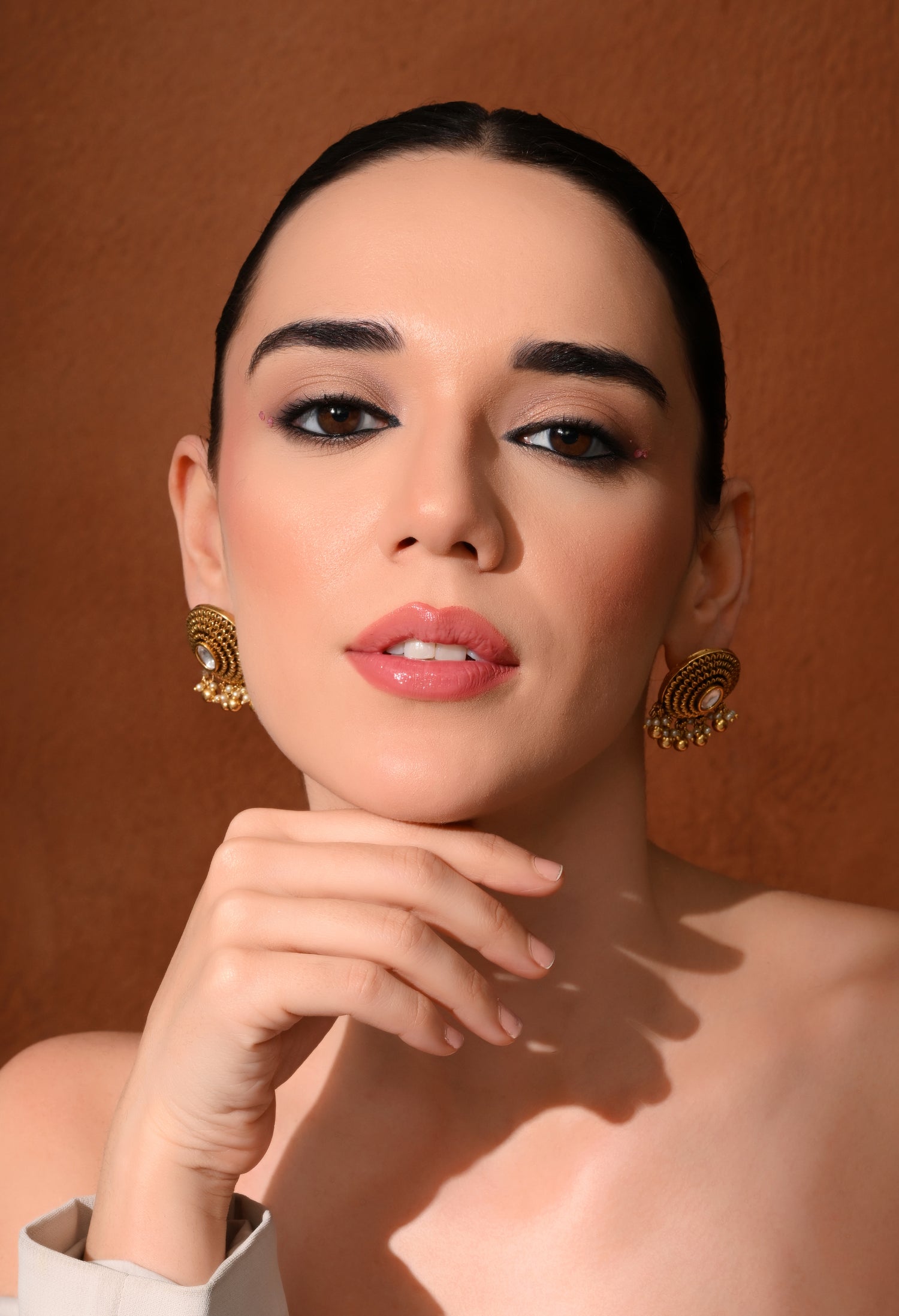 Golden Halo Pearl Studs