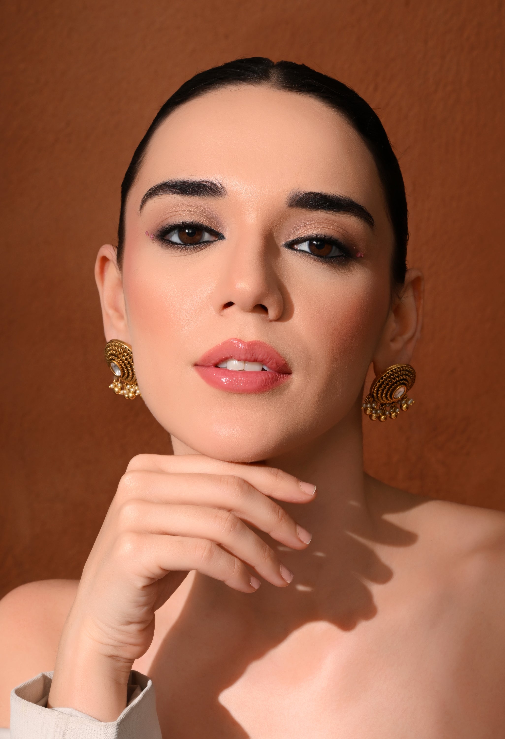 Golden Halo Pearl Studs