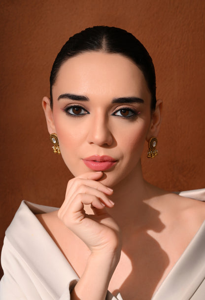 Golden Lotus Pearl Studs