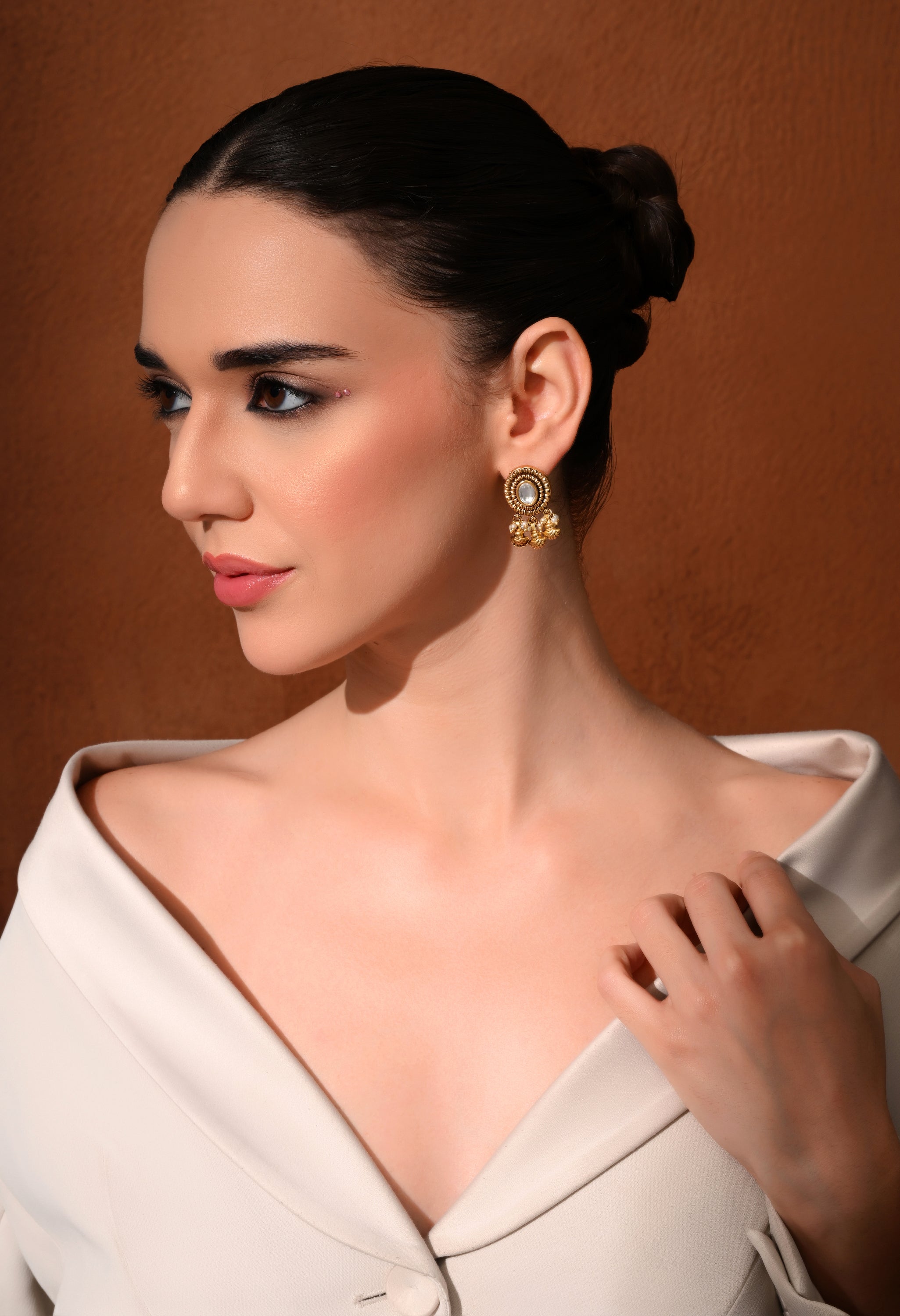 Golden Lotus Pearl Studs