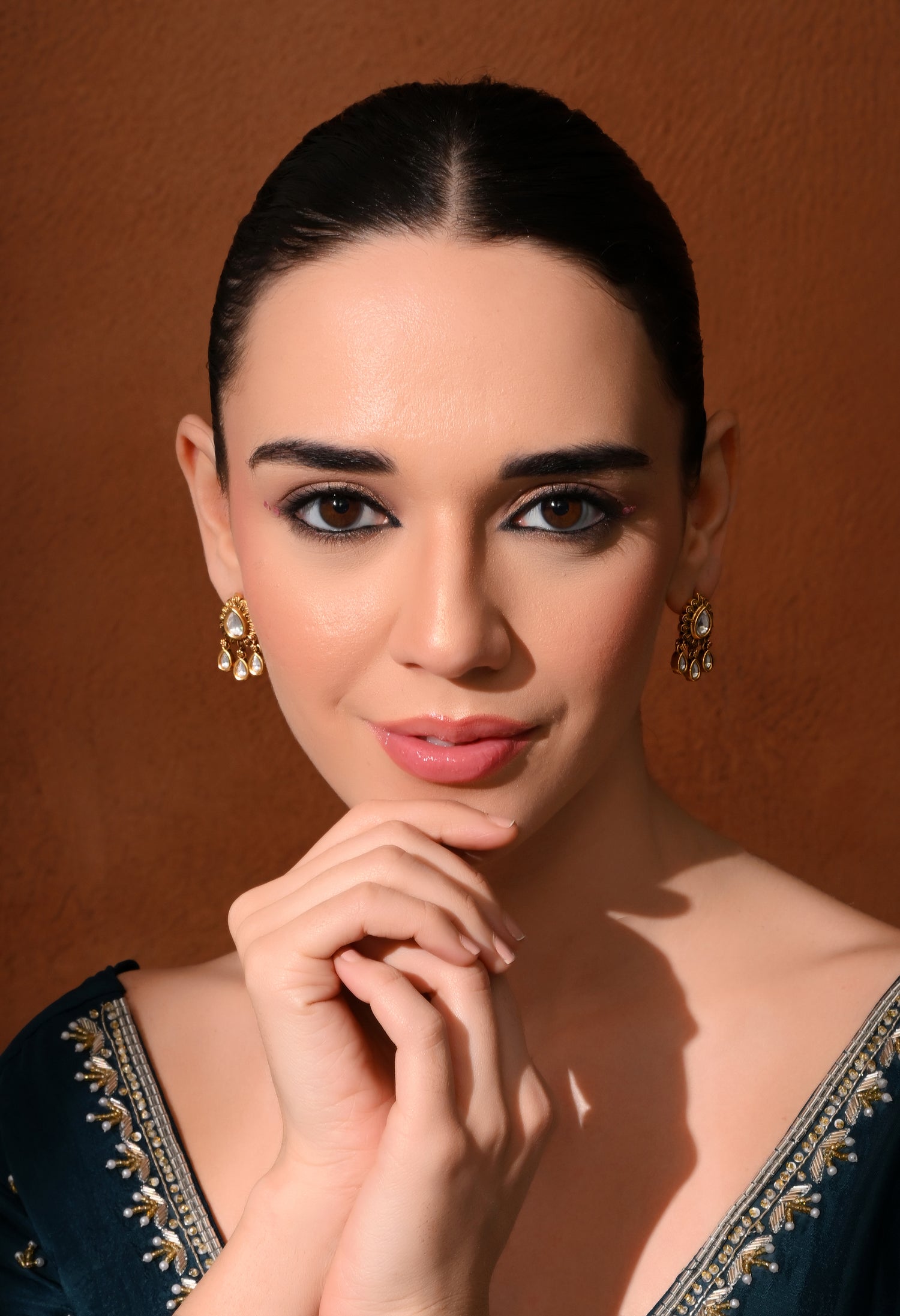 Golden Teardrop Charm Earrings