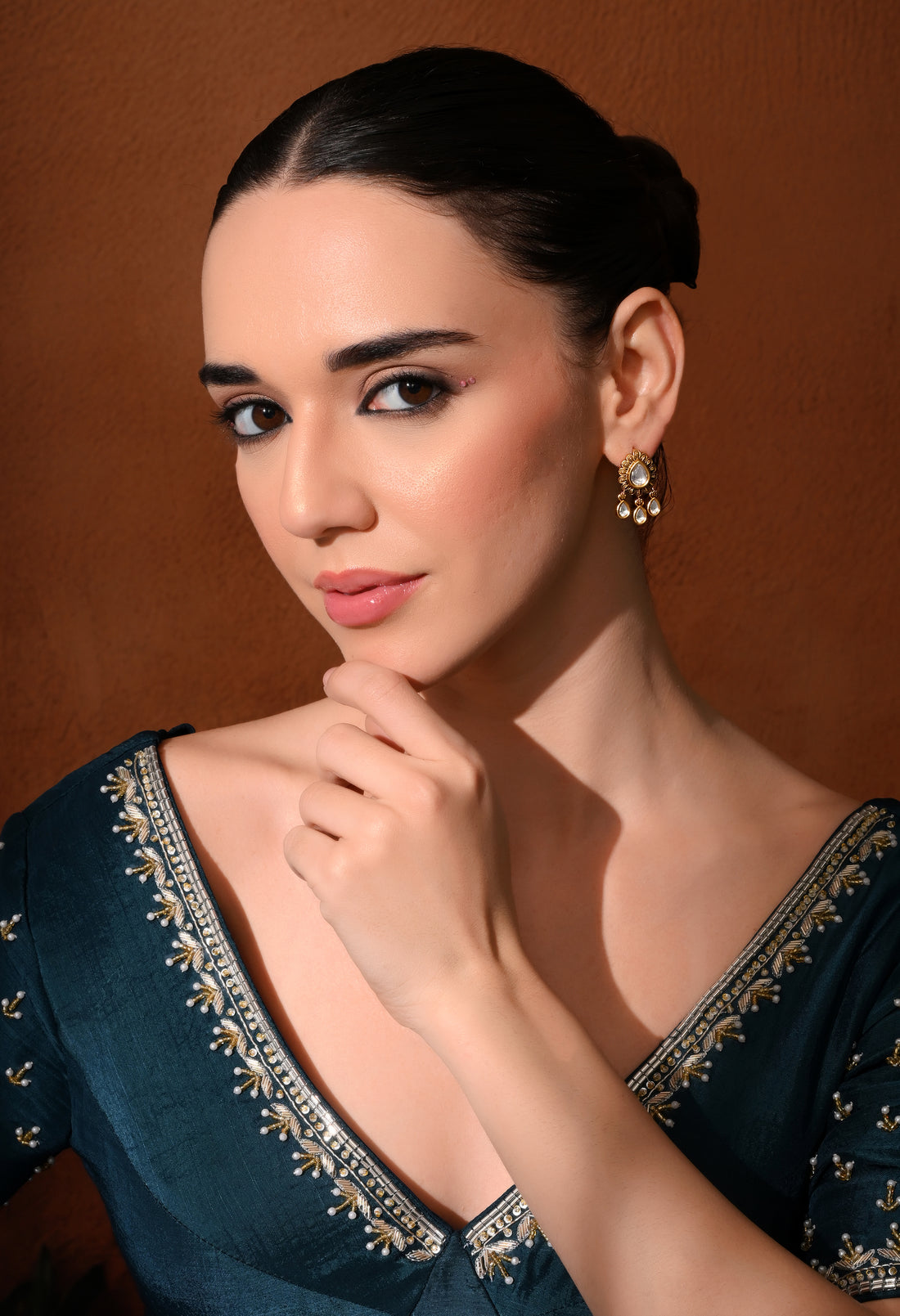 Golden Teardrop Charm Earrings