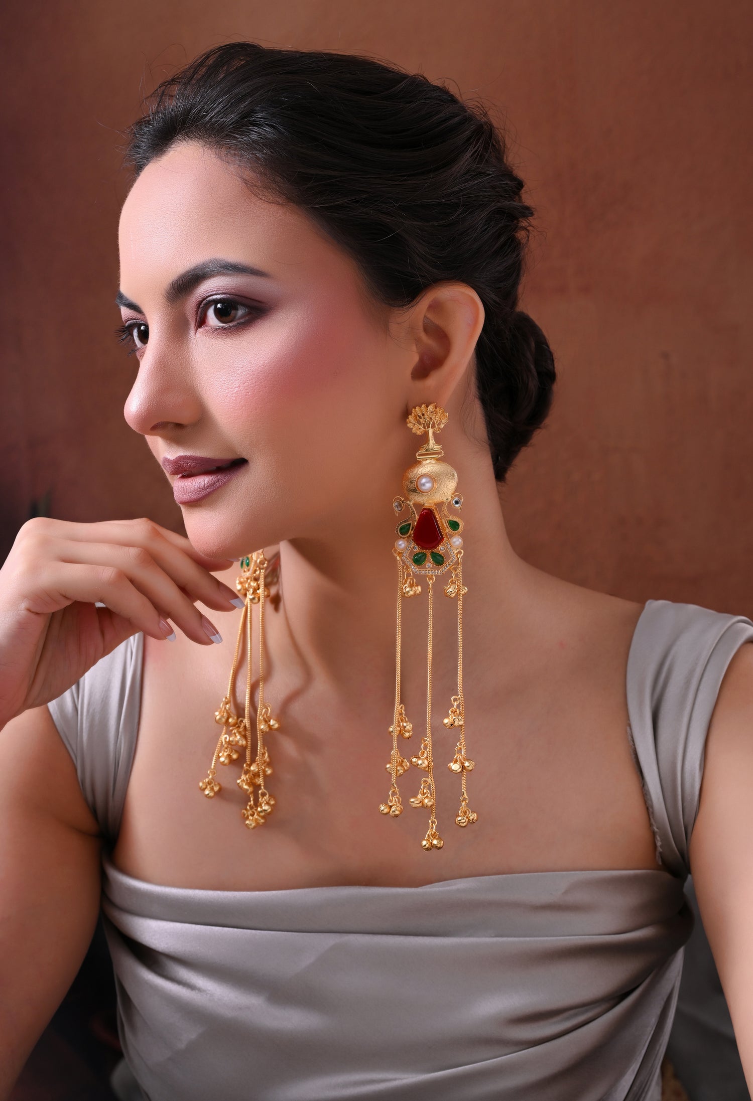 Royal Cascade Gold Earrings