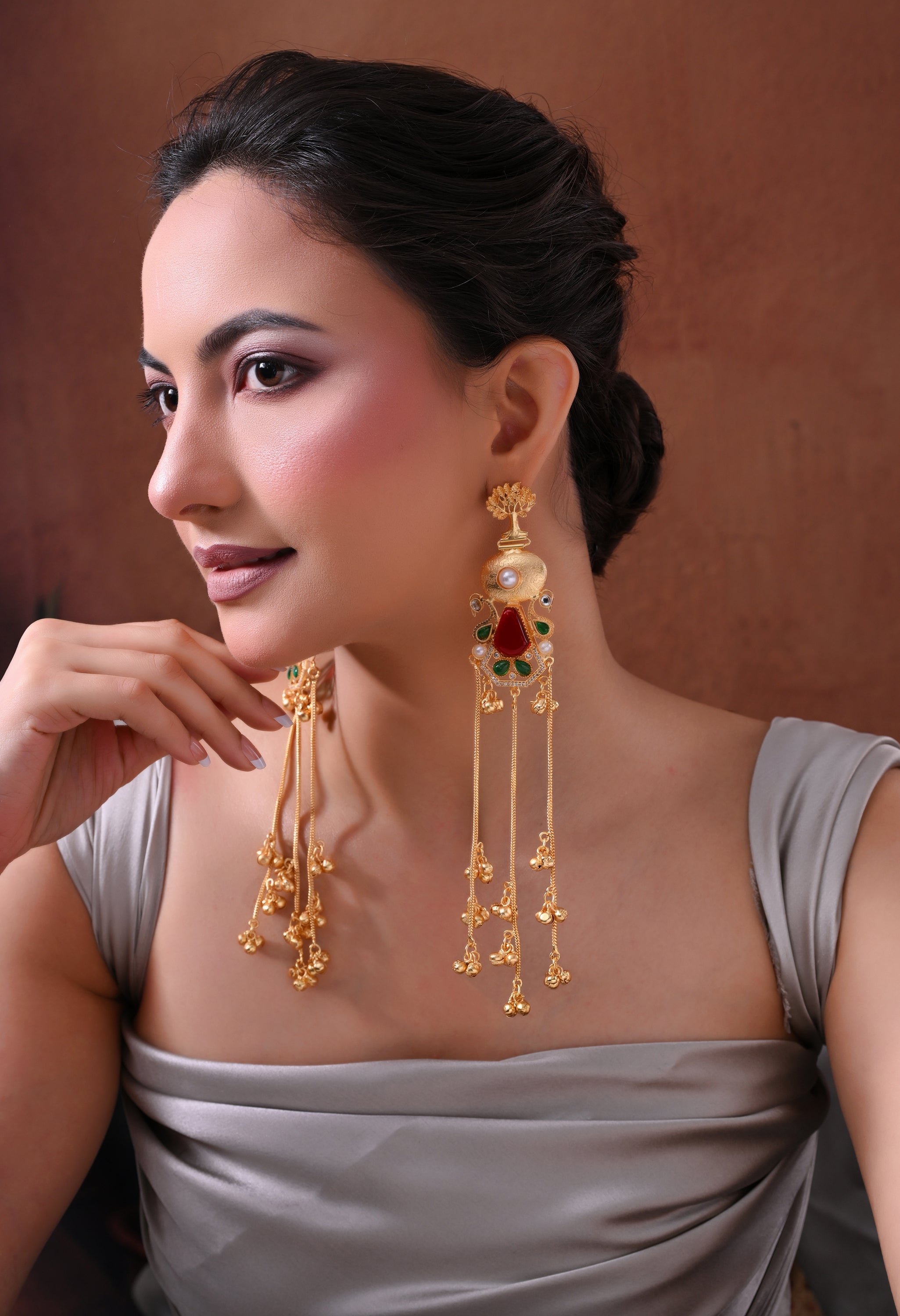 Royal Cascade Gold Earrings