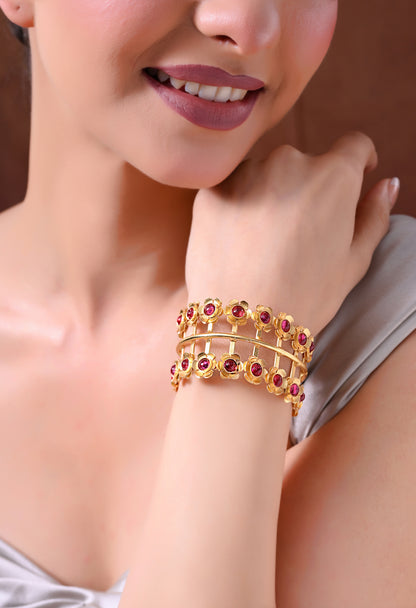 Ruby Blossom Gold Cuff