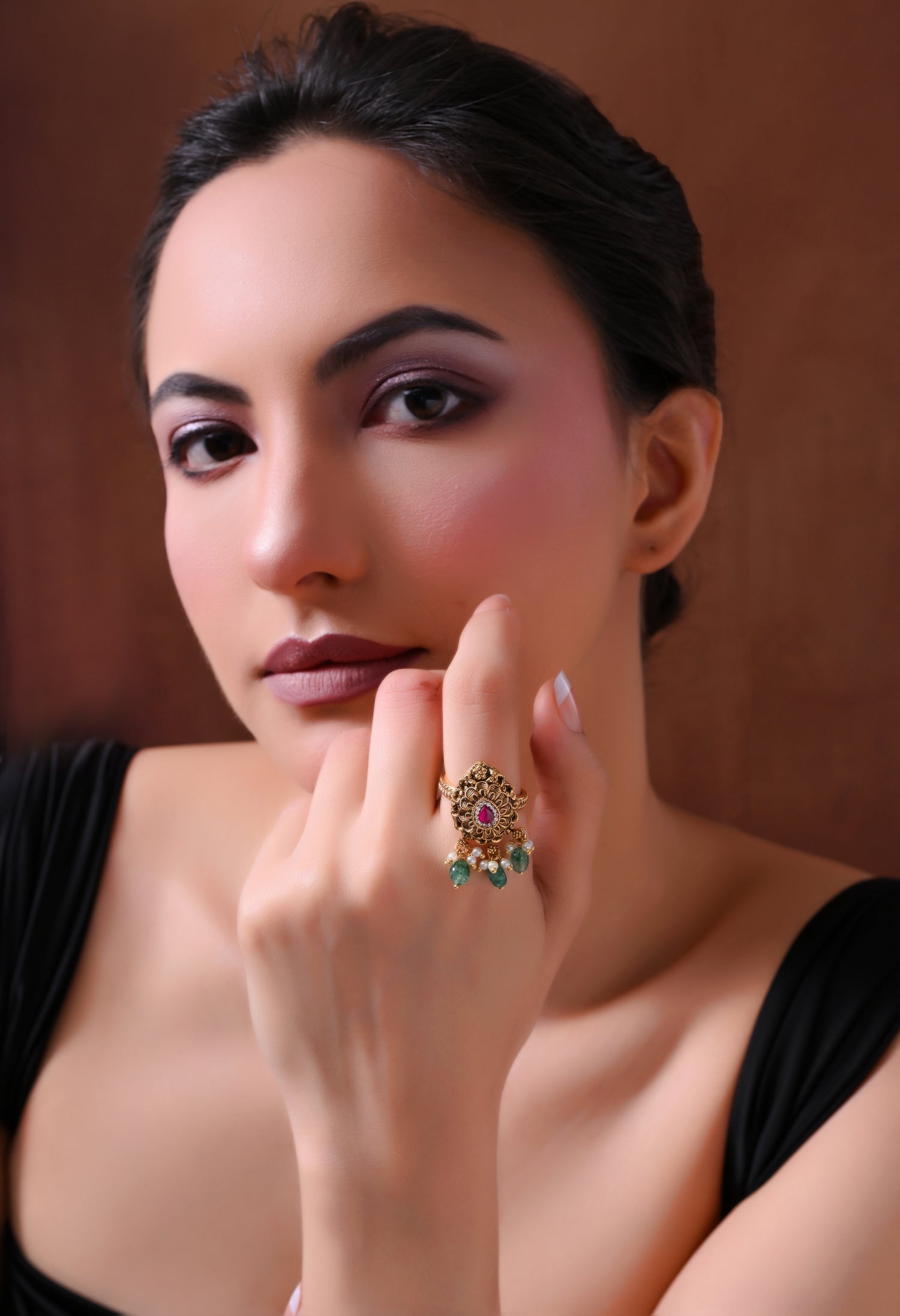 Emerald Charm Bloom Ring