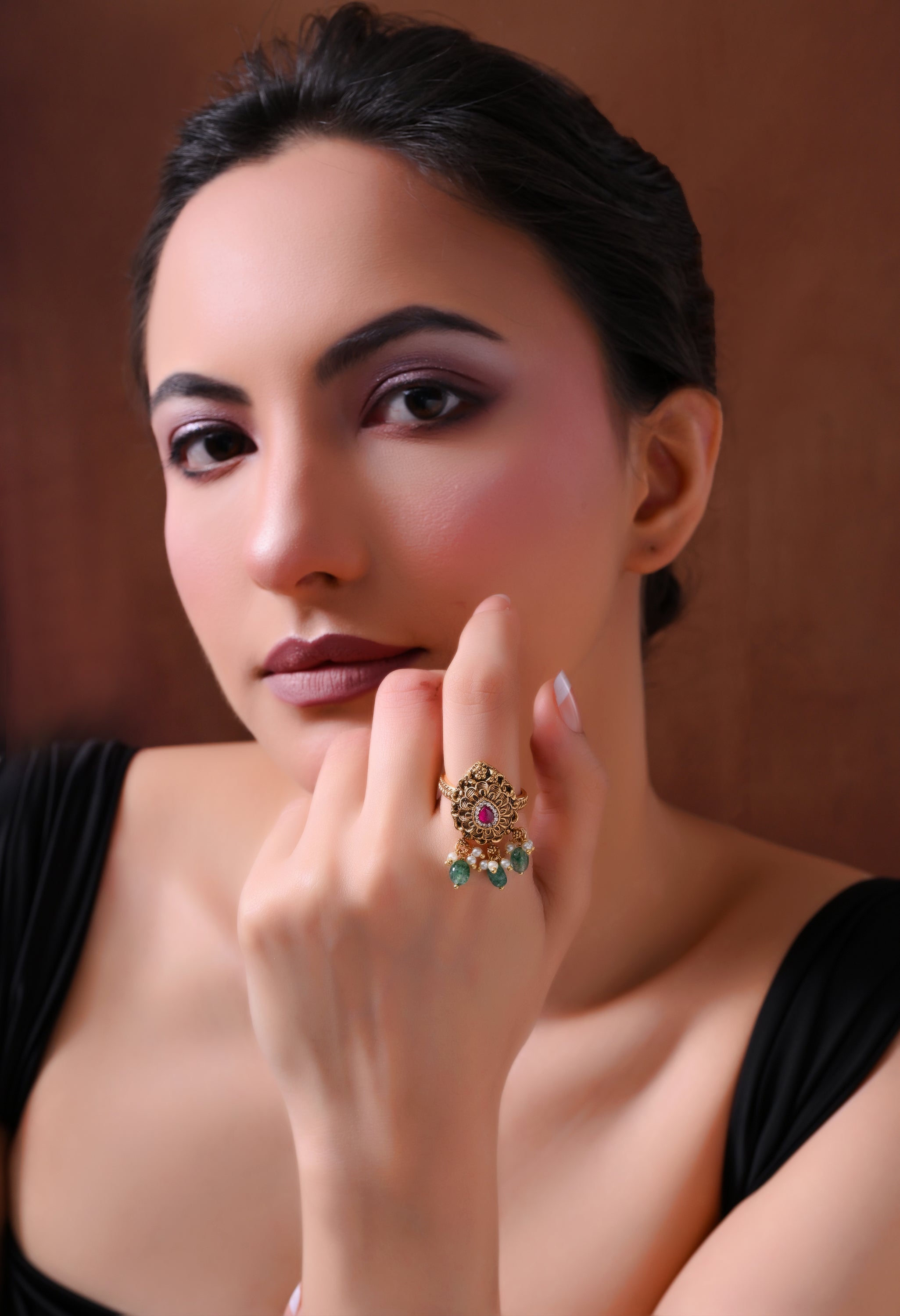 Emerald Charm Bloom Ring