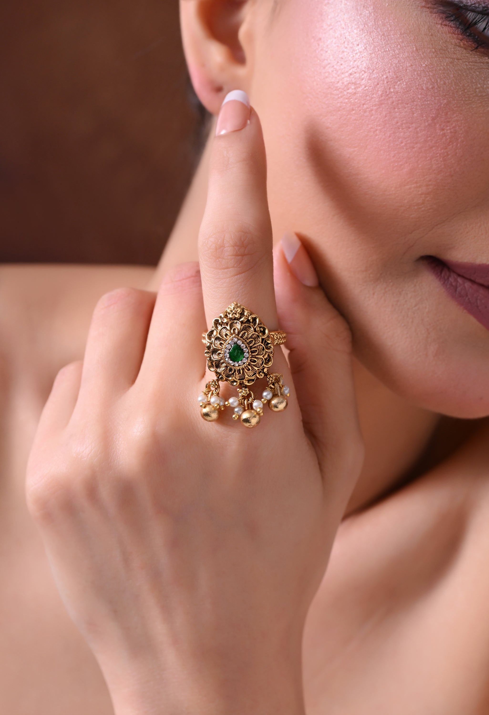 Emerald Drop Heritage Ring