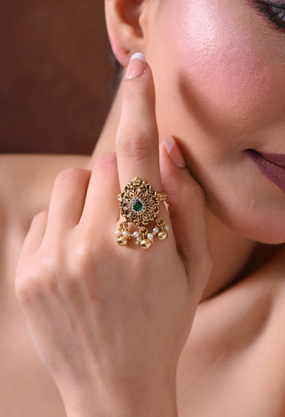 Emerald Drop Heritage Ring