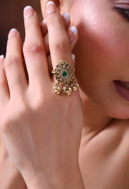 Emerald Drop Heritage Ring