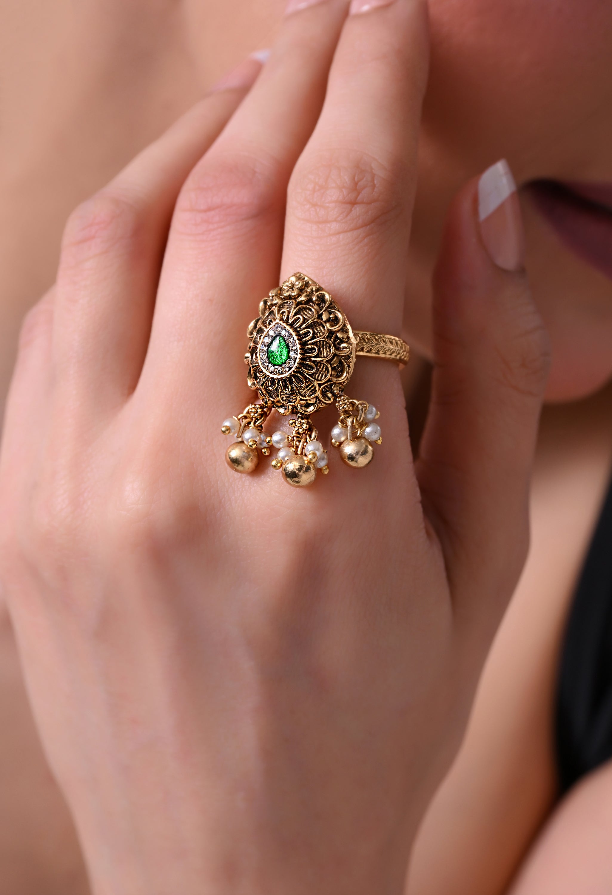 Emerald Drop Heritage Ring