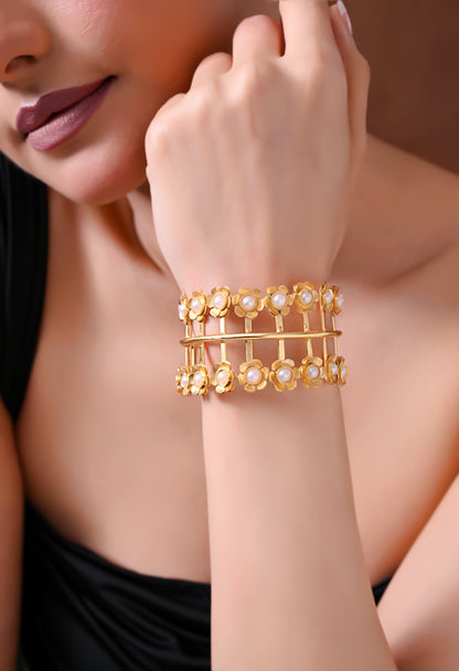 Pearl Bloom Gold Cuff