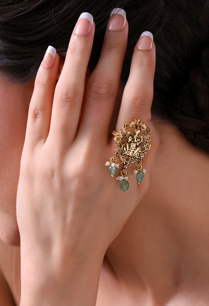 Divine Emerald Ganesha Ring