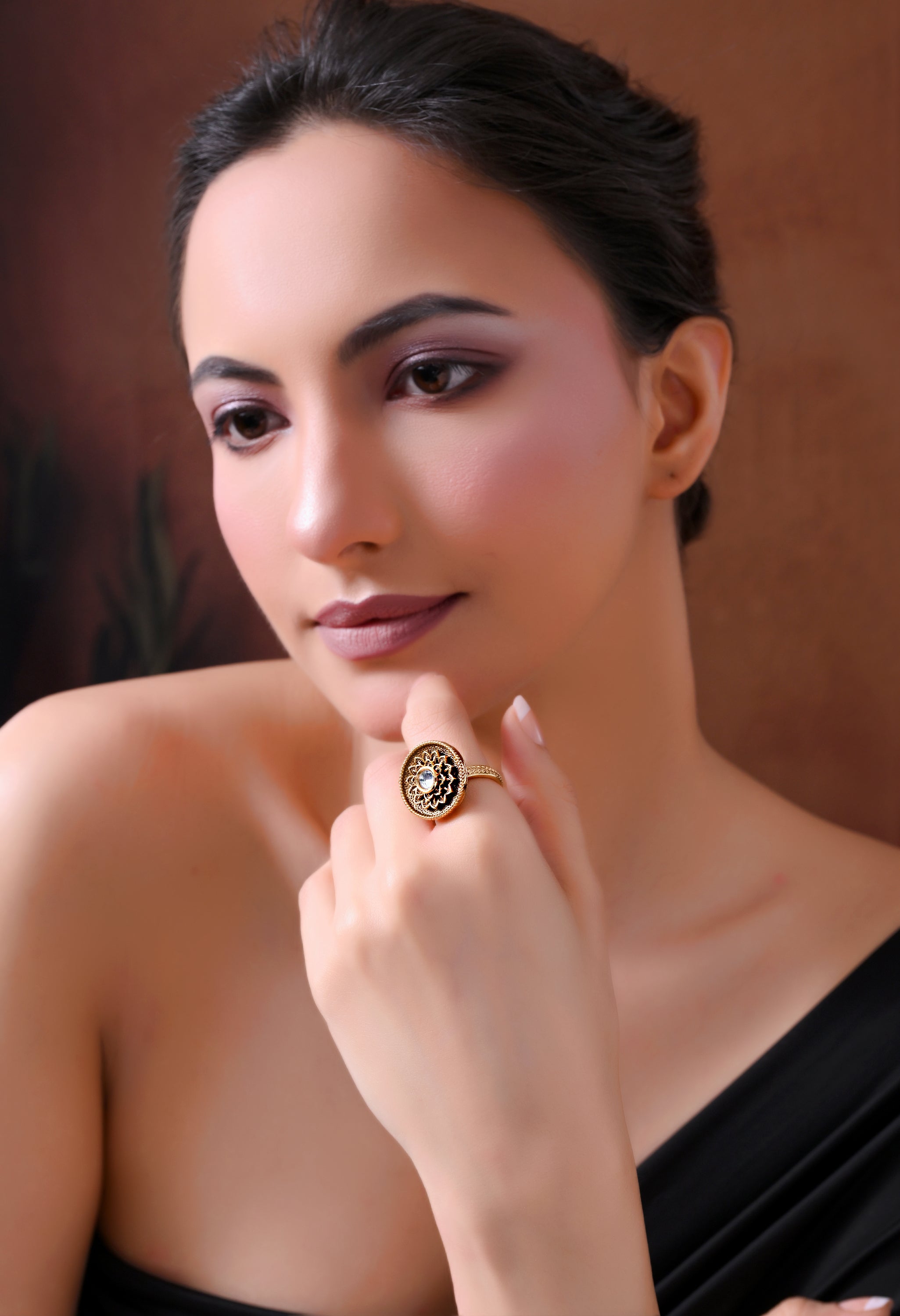 Midnight Bloom Statement Ring