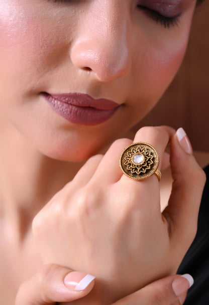Midnight Bloom Statement Ring