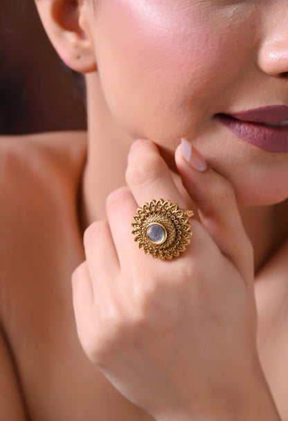 Moonlit Sunburst Ring