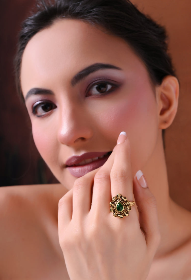 Emerald Petal Grace Ring For Woman