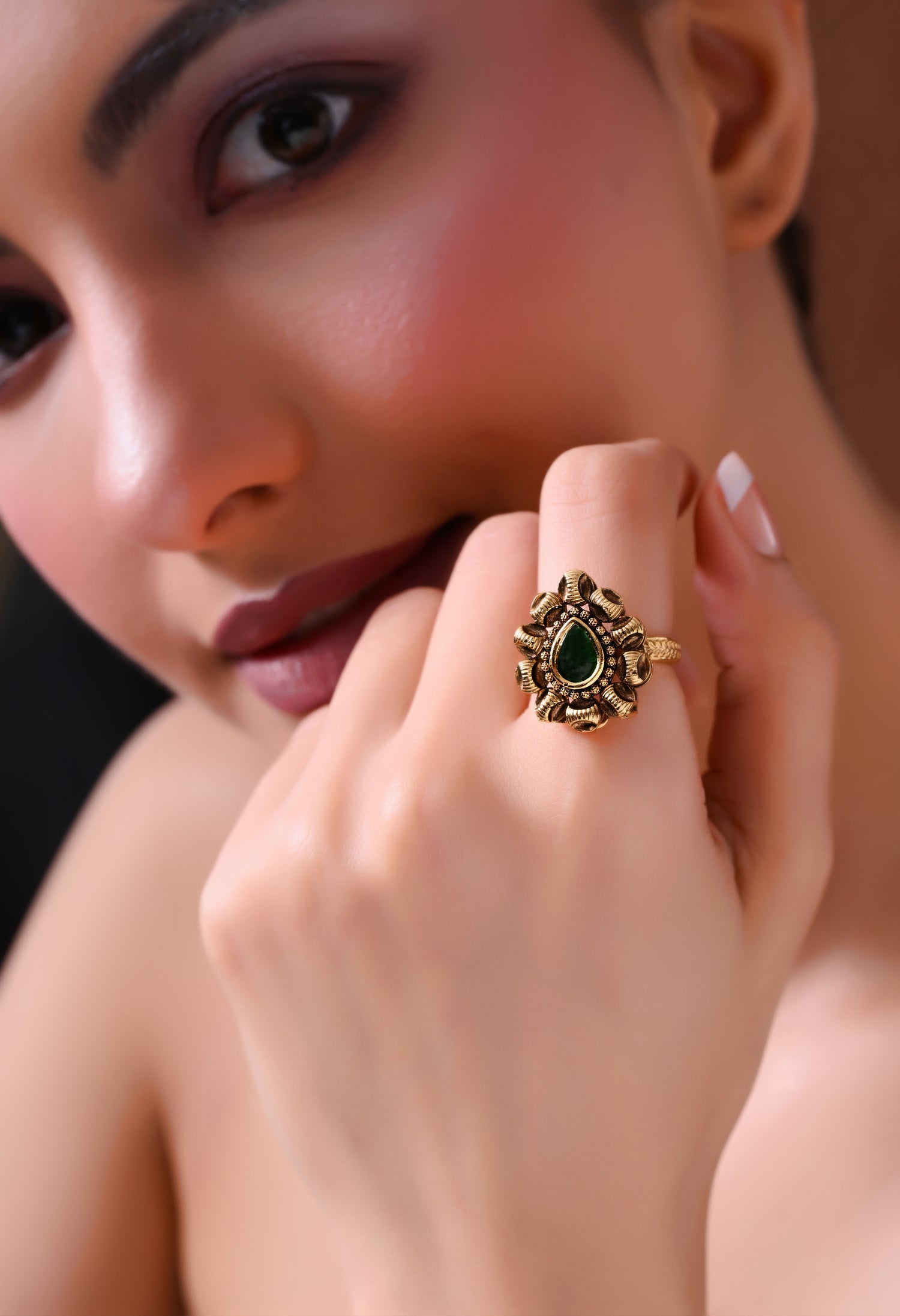 Emerald Petal Grace Ring